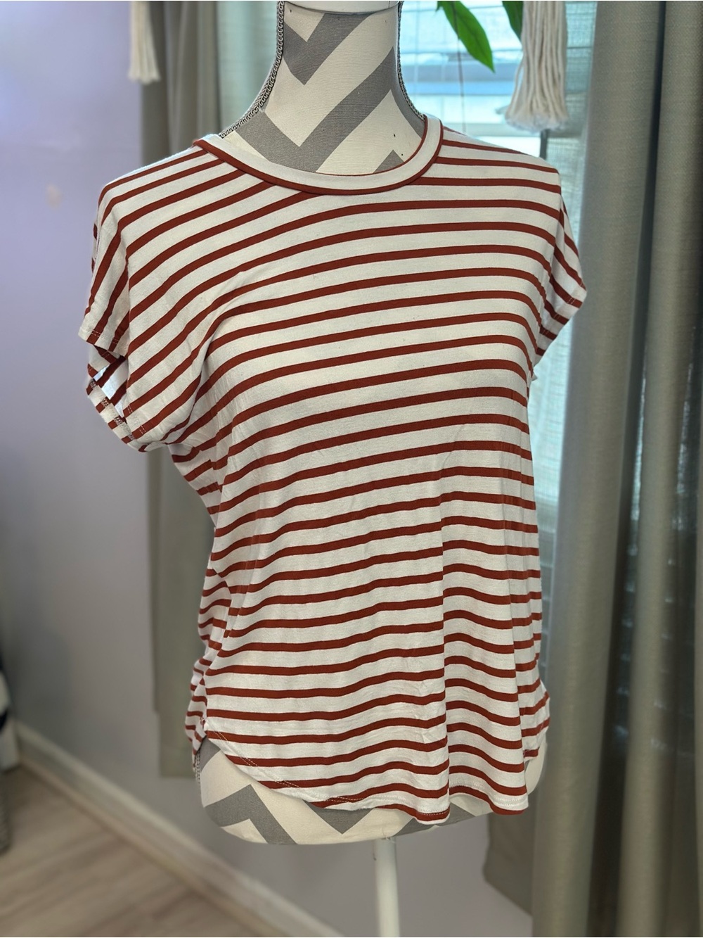 Rebel Society Rust Cream Striped Oversized Dolman Top M/L